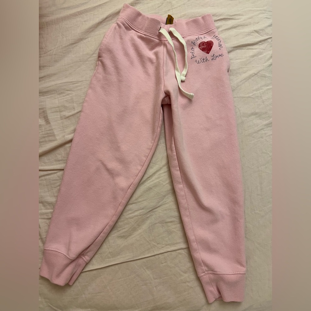 Ralph Lauren Pink Kids Sweatpants with Heart Design joggers